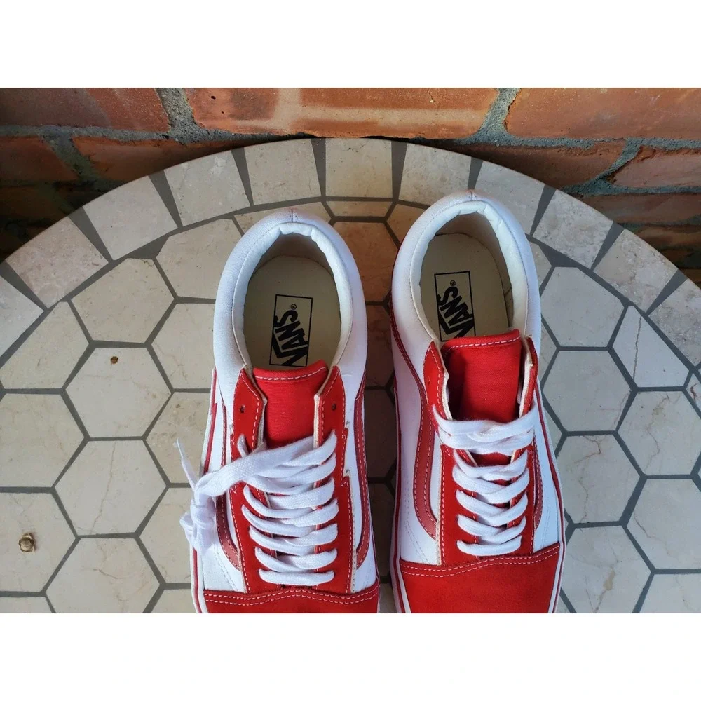 Men Size 6.5 VANS Old Skool Bolt Red VN0009Q56RT Rare Classic Suede Women Sz 8